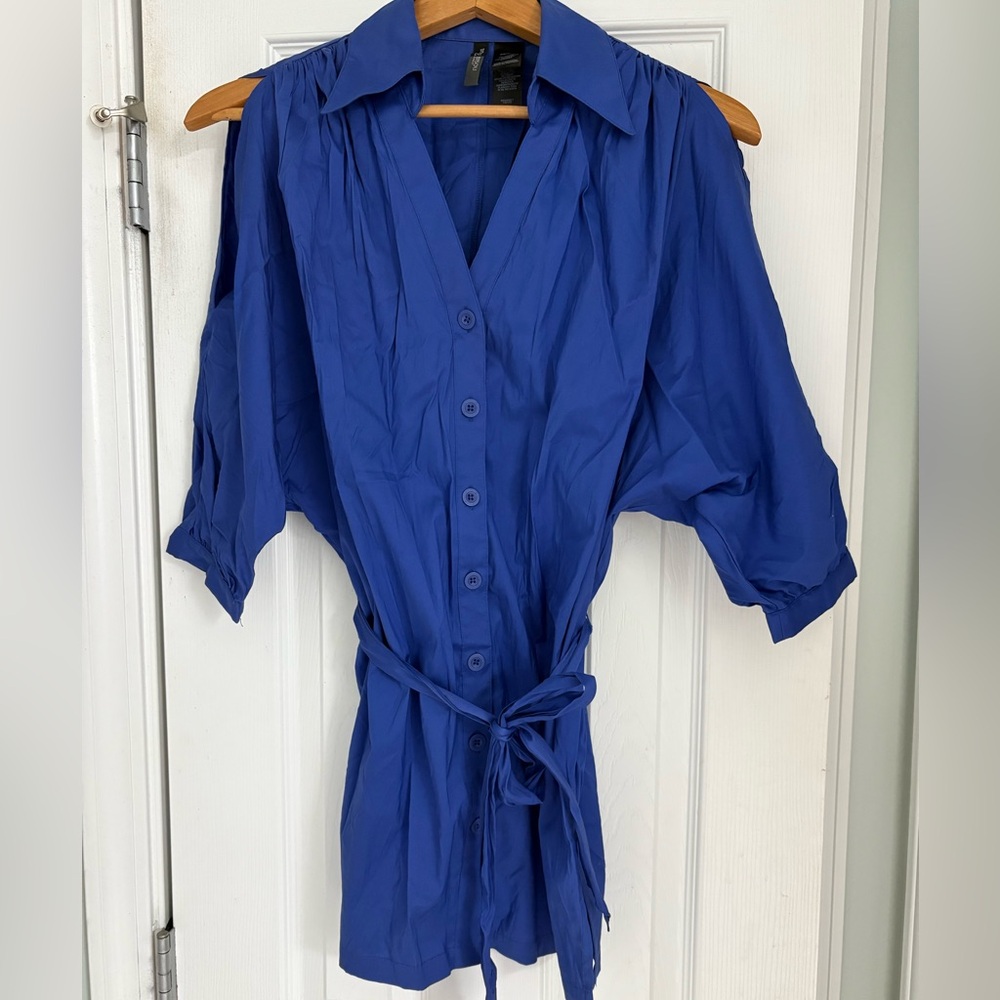 Bisou Bisou Royal Blue Button-Down Shirt
